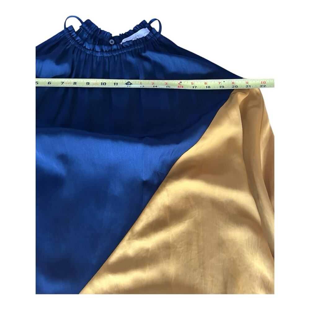LOFT Colorblock Halter Swing Dress SP gold and navy NEW - Picture 7 of 10